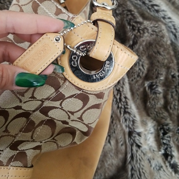 Coach Tan Brown Leather Monogram Tote Bag - Picture 5 of 8